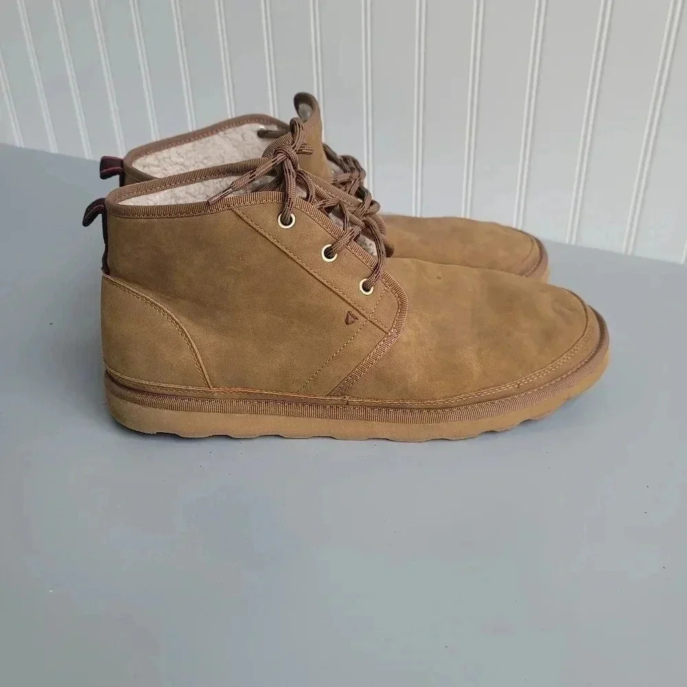 Guess GMWarren-C Mid Men's Faux Fur Lined Shoes Tan Beige Textile Upper Sz 12